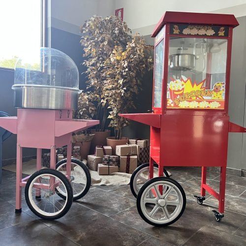 Carrito de algodón de azúcar y palomitas para eventos